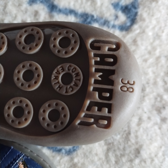 Brand New Camper Blue Leather Embroidered Flats 38 - Picture 6 of 6